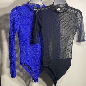 Stunning Lace Bodysuit Duo - Royal Blue and Black